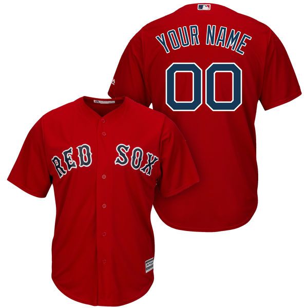 Men Boston Red Sox Majestic Red Cool Base Custom MLB Jersey